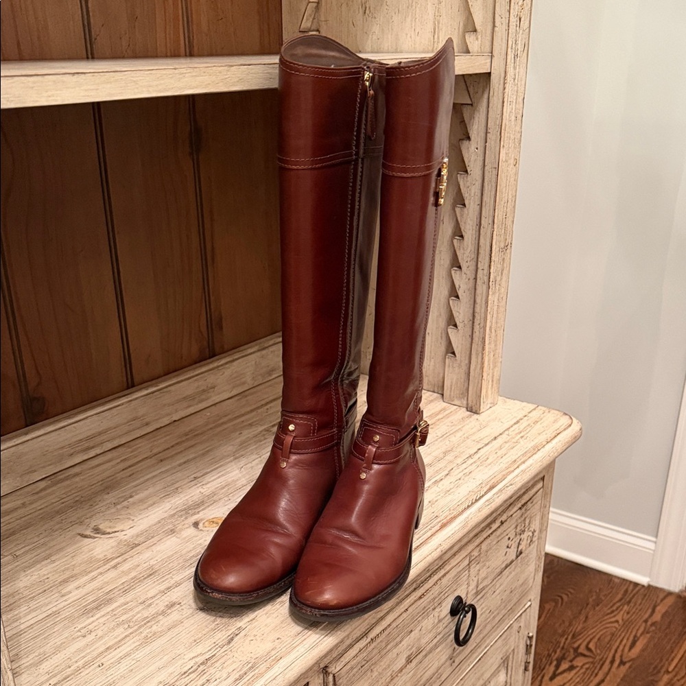 Tory Burch Brown Leather Riding Boots - Picture 2 of 7